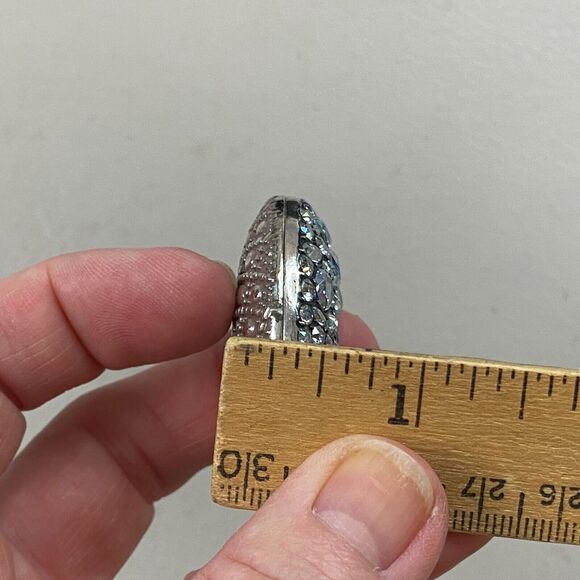 Brighton Reversible Pendant Silver Tone Rhinestone Chunky Statement Round Large - Picture 5 of 13